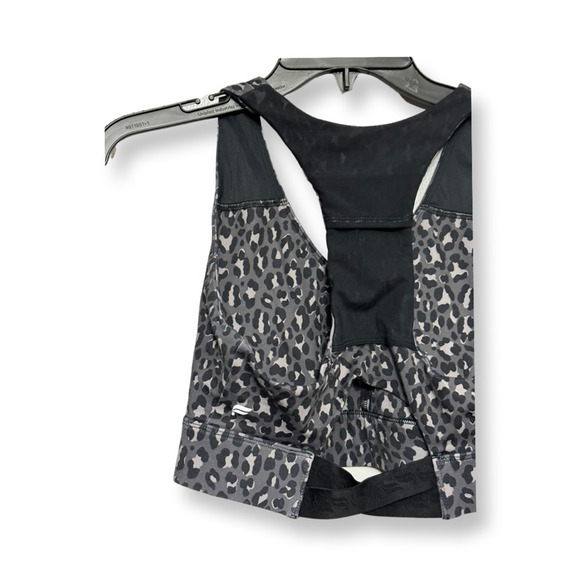 Fabletics Sports Bra Leopard Print Cut-Out Racerback Pullover Black/Gray W XS - Picture 6 of 7